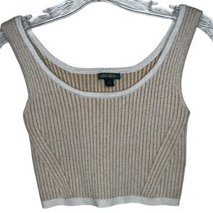 Wild Fable‎ Ribbed Knit Crop Tank Top Beige White Size XS